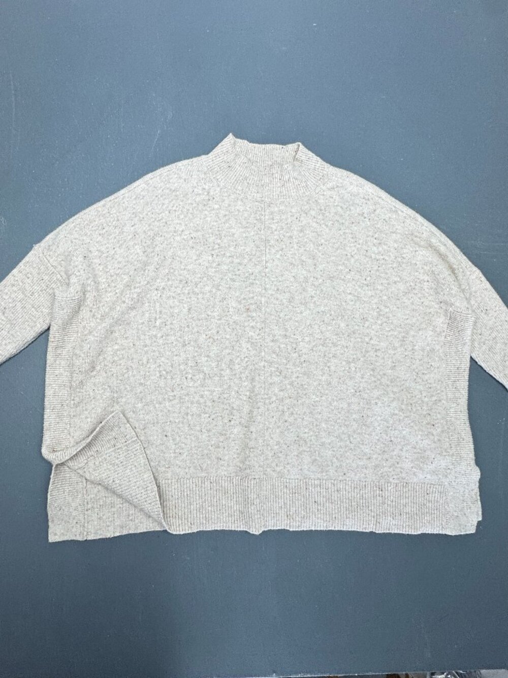 LOFT Petites Womens Size Medium Petite Oatmeal Beige Mock Neck Pullover Sweater